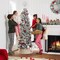 Flocked Pencil Christmas Tree Unlit Slim Artificial Tree with Snowy Finish & Foldable Base